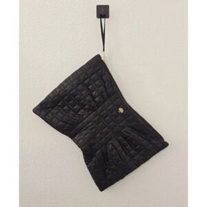 Kate Spade Black Quilted‎ Puffer Clutch Bow Nylon Bag Cosmetic Pouch Large